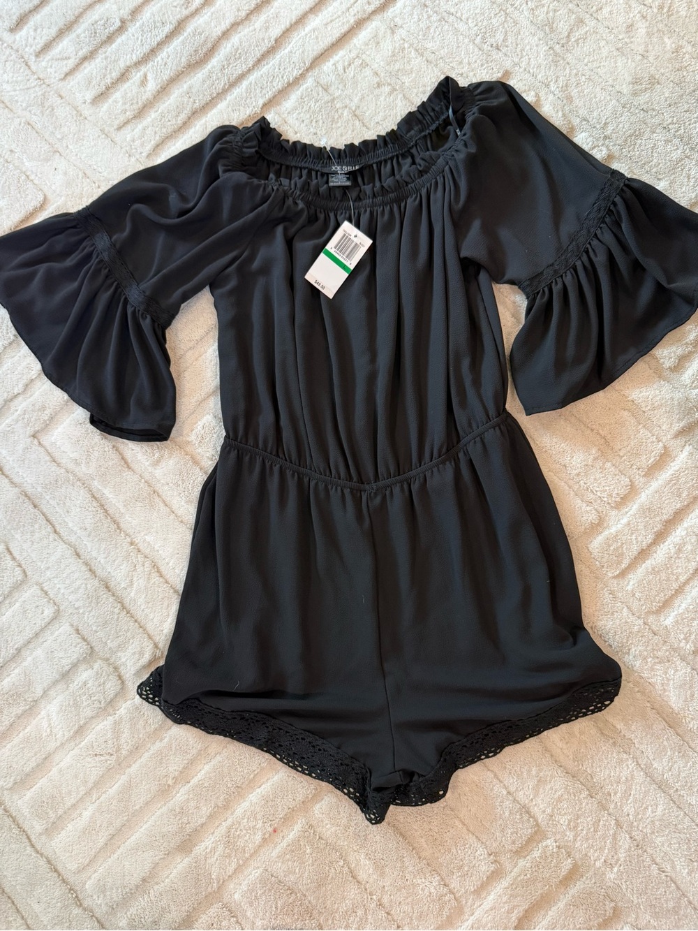 Black Off-Shoulder One-Piece Romper